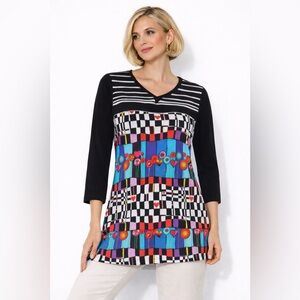 DOLCEZZA Colorful Patterned Women's Top “Happiness” NWT